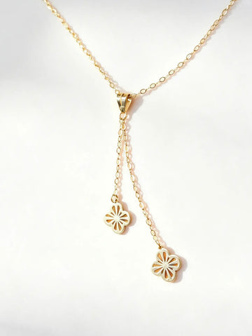 Collier Lariat Fleur Ajourée en Or 18K