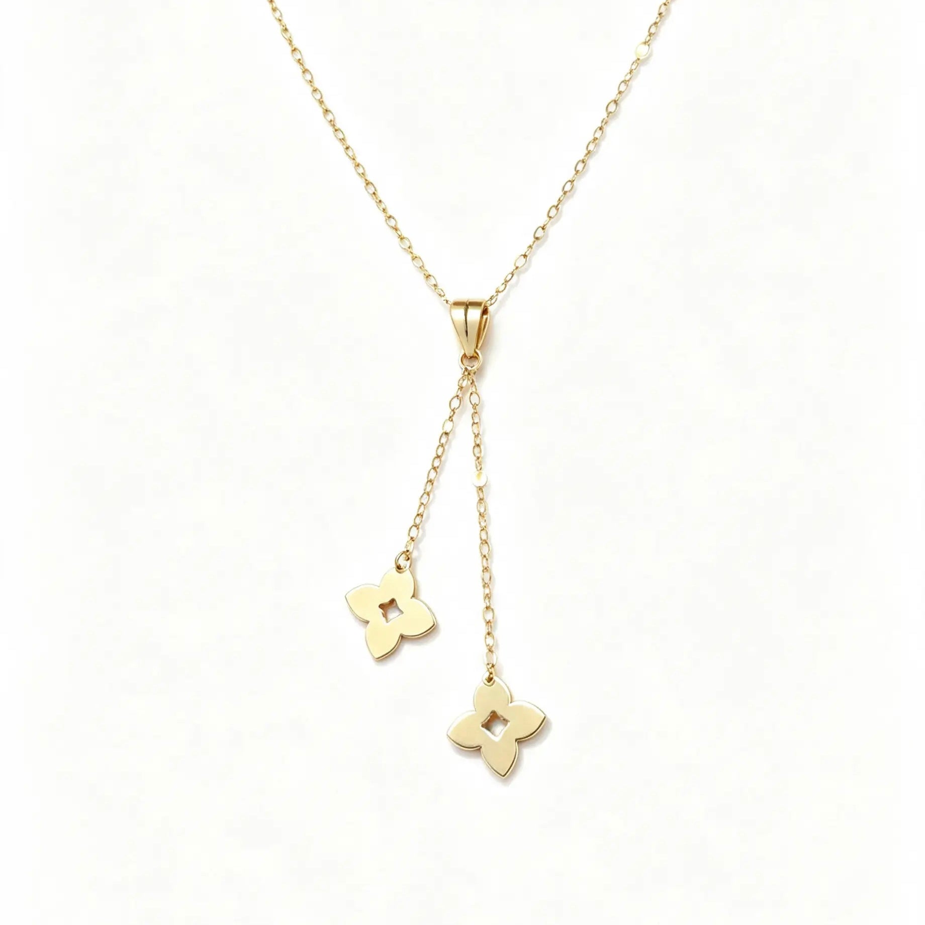 Collier Lariat Trèfle en Or 18K