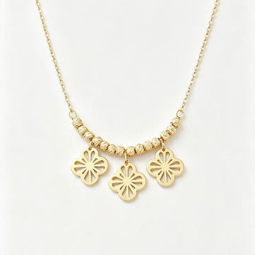 Collier triple tréfle or 18k
