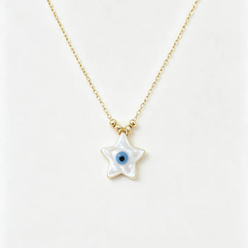 Collier Étoile Nacre & Œil en Or 18K