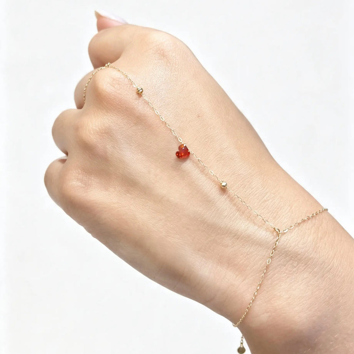 Chaîne de main Pierre Rouge en Or 18K