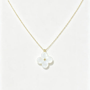 Collier Trèfle Nacre Blanche en Or 18K