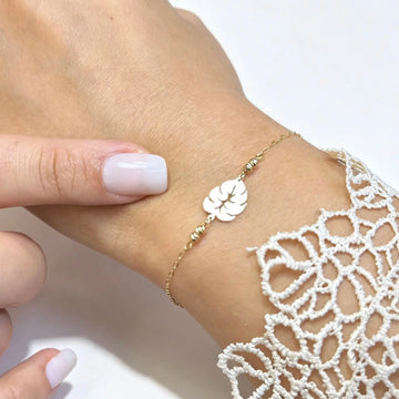 Gourmette Feuille en Or 18K