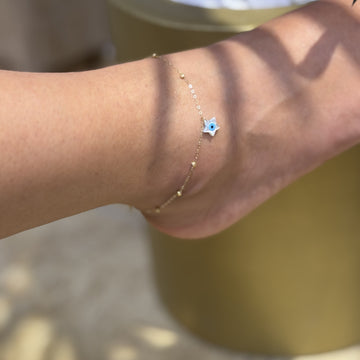 Chaîne de pied Pierre Bleue en Or 18K - vue 2