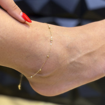Chaîne de pied Perles Dorées en Or 18K - vue 2
