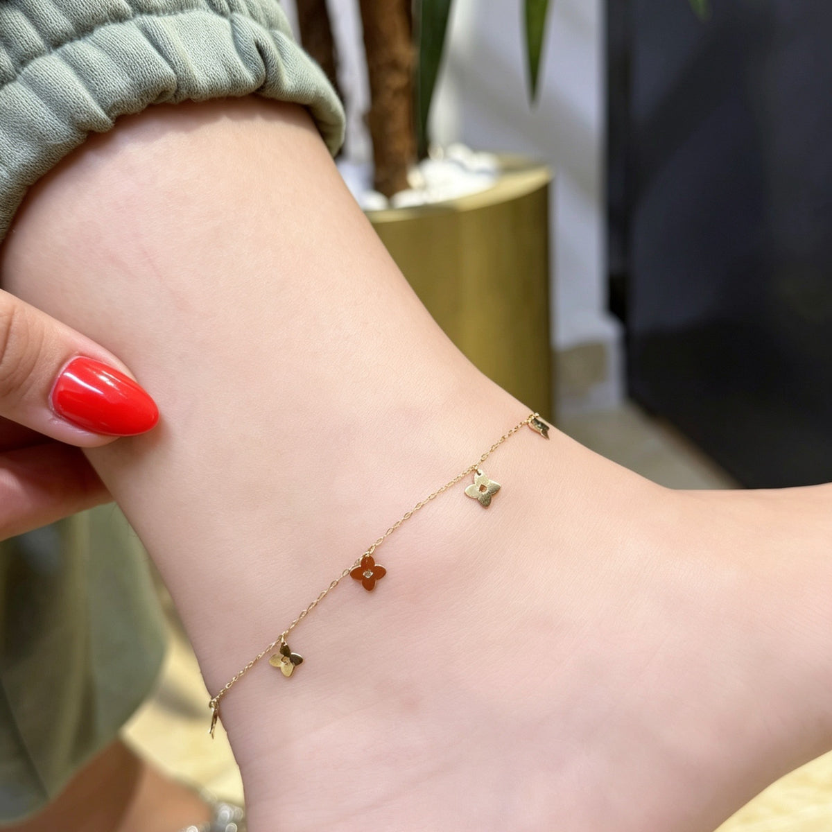 Chaîne de pied Pampilles Carrées en Or 18K - vue 2
