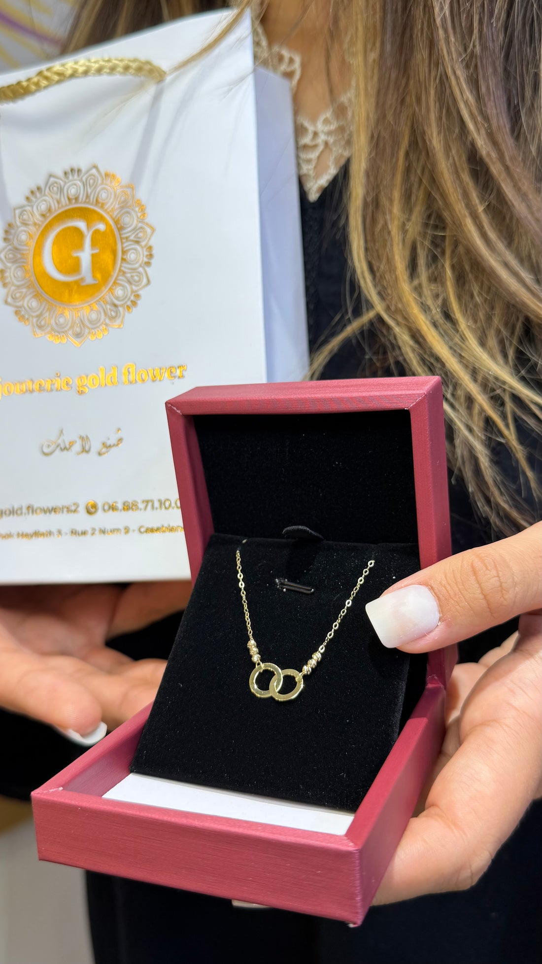 Collier Double Anneaux en Or 18K