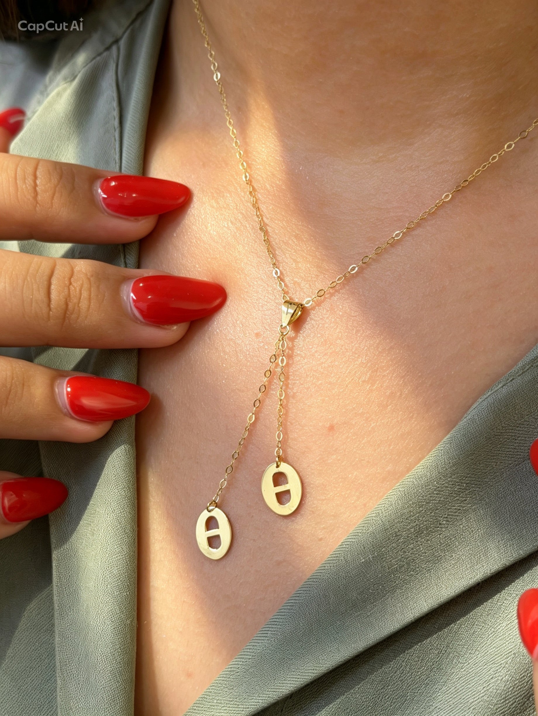 Collier Lariat Maillon Ovale en Or 18K