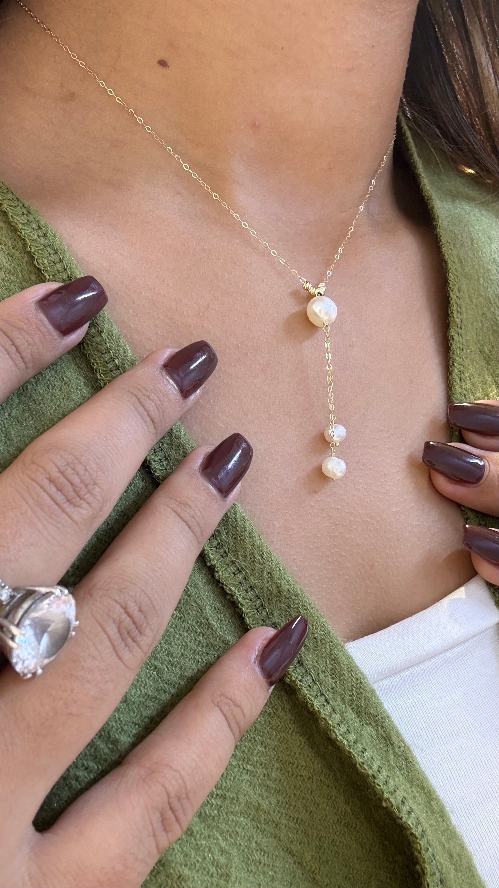 Collier Lariat Perles en Or 18K