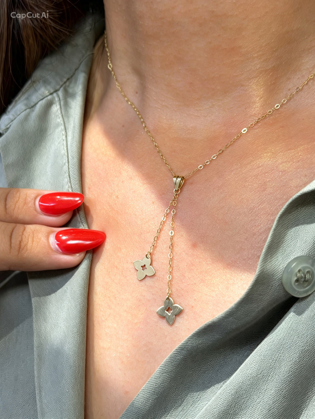 Collier Lariat Trèfle en Or 18K