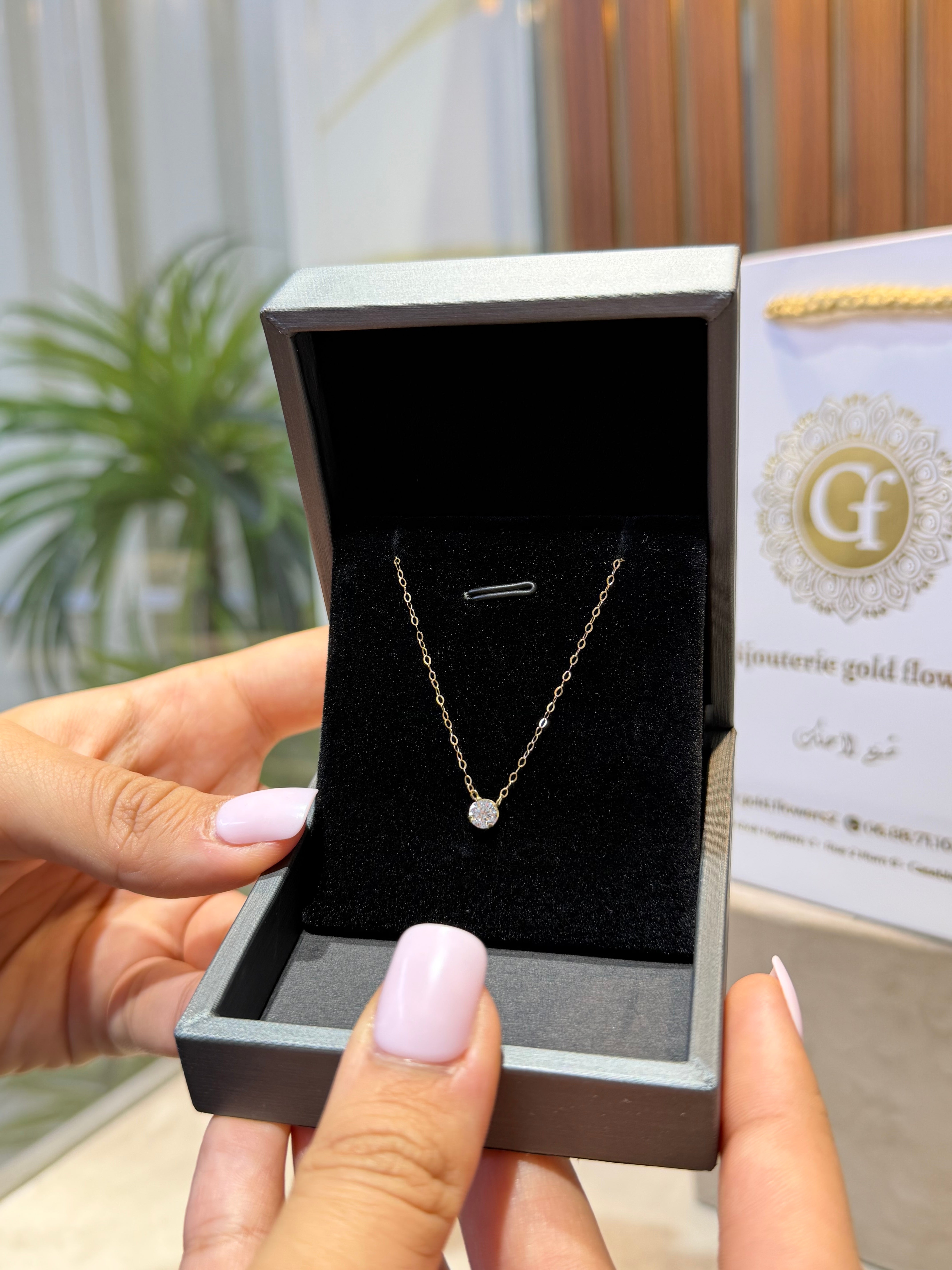 Collier Solitaire Zircon en Or 18K