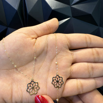 Ensemble Fleur Rose en Or 18K - vue 2