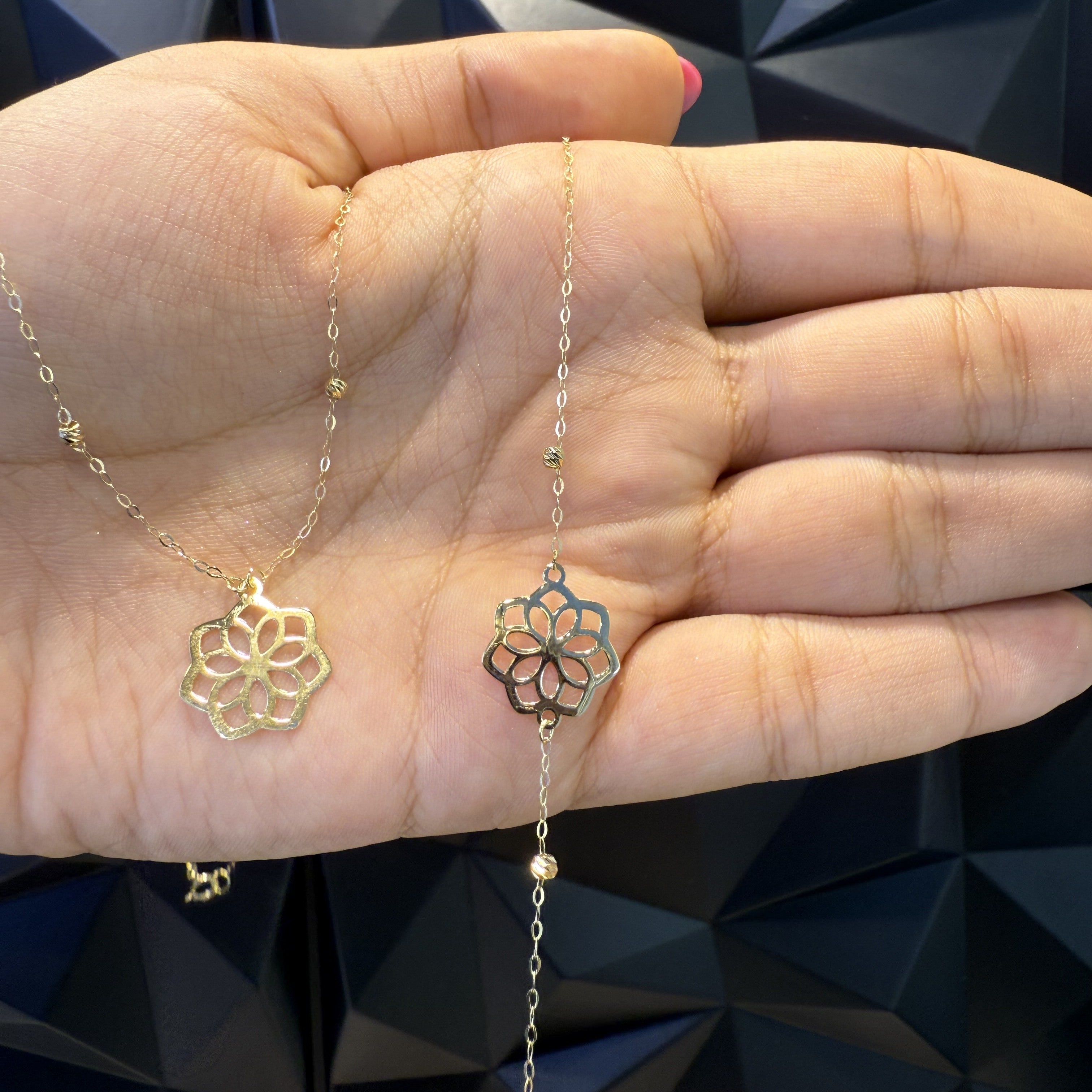 Ensemble Fleur Rose en Or 18K - vue 4